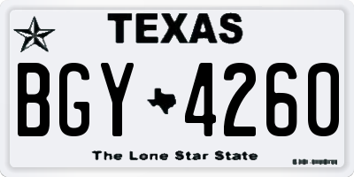 TX license plate BGY4260