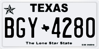 TX license plate BGY4280