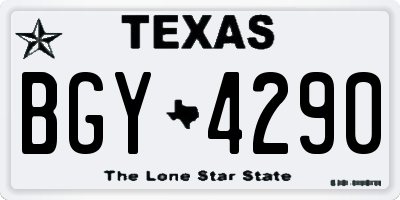 TX license plate BGY4290