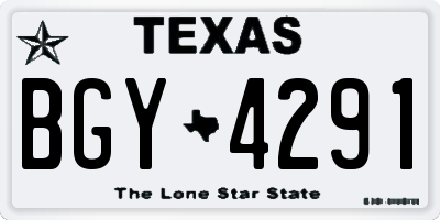 TX license plate BGY4291