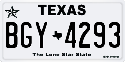 TX license plate BGY4293