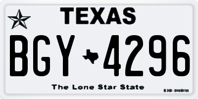 TX license plate BGY4296