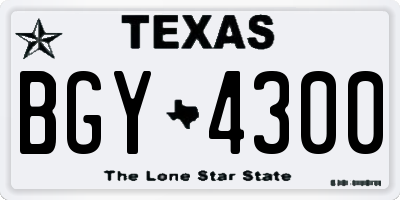 TX license plate BGY4300