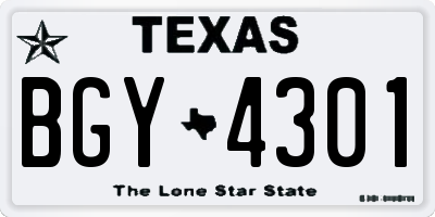 TX license plate BGY4301