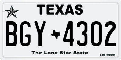 TX license plate BGY4302