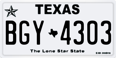 TX license plate BGY4303