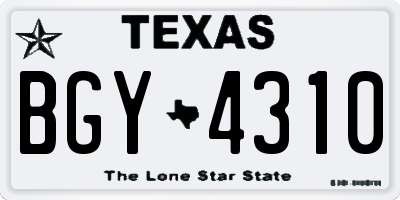 TX license plate BGY4310