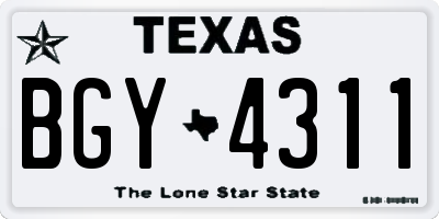 TX license plate BGY4311
