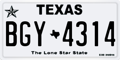 TX license plate BGY4314
