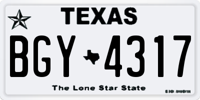 TX license plate BGY4317
