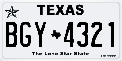 TX license plate BGY4321