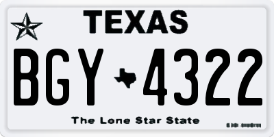 TX license plate BGY4322