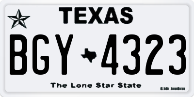 TX license plate BGY4323