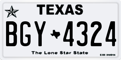 TX license plate BGY4324
