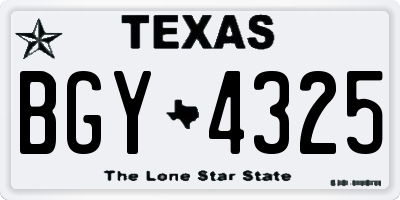 TX license plate BGY4325