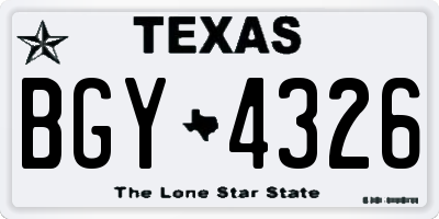 TX license plate BGY4326