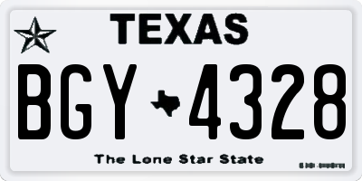 TX license plate BGY4328