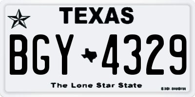 TX license plate BGY4329