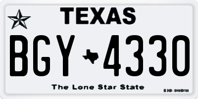 TX license plate BGY4330