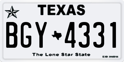 TX license plate BGY4331