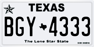 TX license plate BGY4333