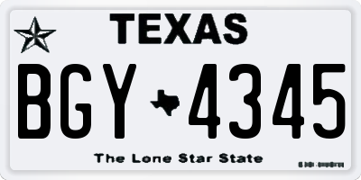 TX license plate BGY4345