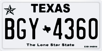 TX license plate BGY4360