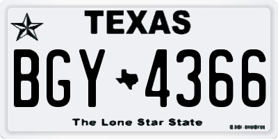 TX license plate BGY4366