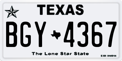 TX license plate BGY4367