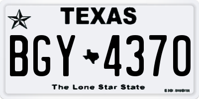 TX license plate BGY4370
