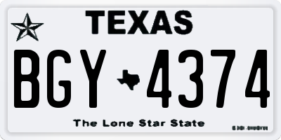 TX license plate BGY4374