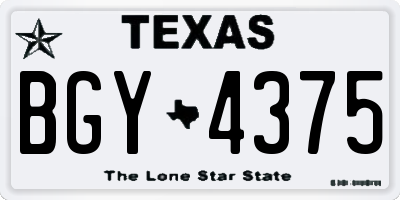 TX license plate BGY4375