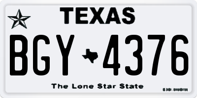 TX license plate BGY4376