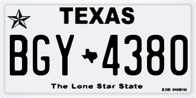 TX license plate BGY4380