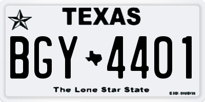 TX license plate BGY4401