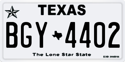 TX license plate BGY4402