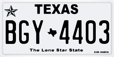 TX license plate BGY4403