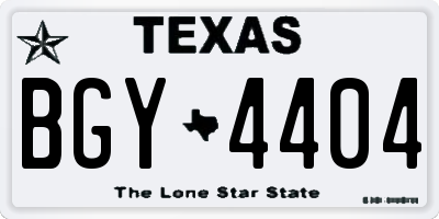 TX license plate BGY4404