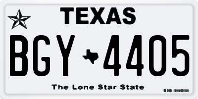 TX license plate BGY4405