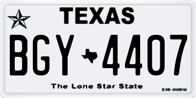 TX license plate BGY4407