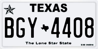 TX license plate BGY4408