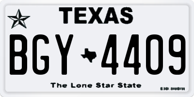 TX license plate BGY4409