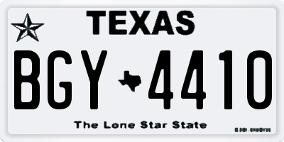 TX license plate BGY4410