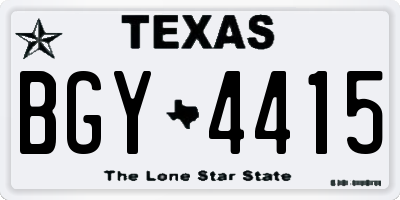 TX license plate BGY4415