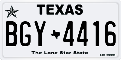 TX license plate BGY4416