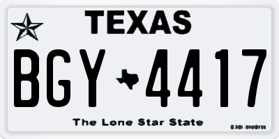 TX license plate BGY4417
