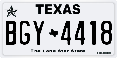 TX license plate BGY4418