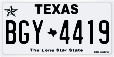 TX license plate BGY4419