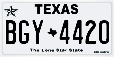 TX license plate BGY4420