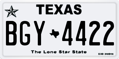 TX license plate BGY4422